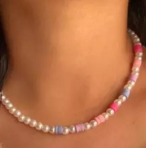 PD Enterprise Glass Bead Pearl Necklace Multicolor