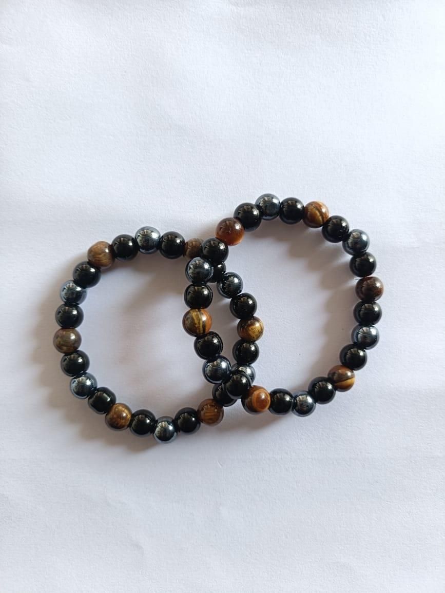 Tiger Eye Matte Black Beaded Bracelet(Combo)