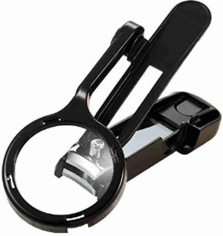 Stainless steel nail clippers with magnifying glass